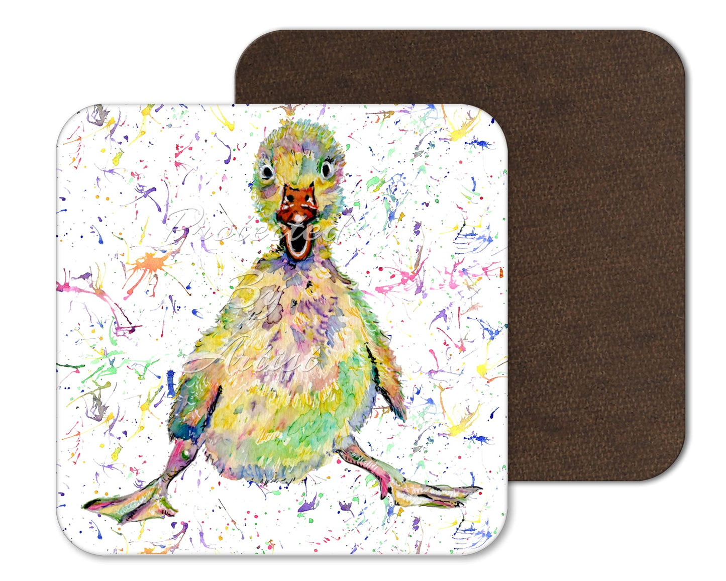 Coaster Ducklink Duck Baby Farm Animals Coasters Watercolour Art Gift Work Office Dining Tea coffee