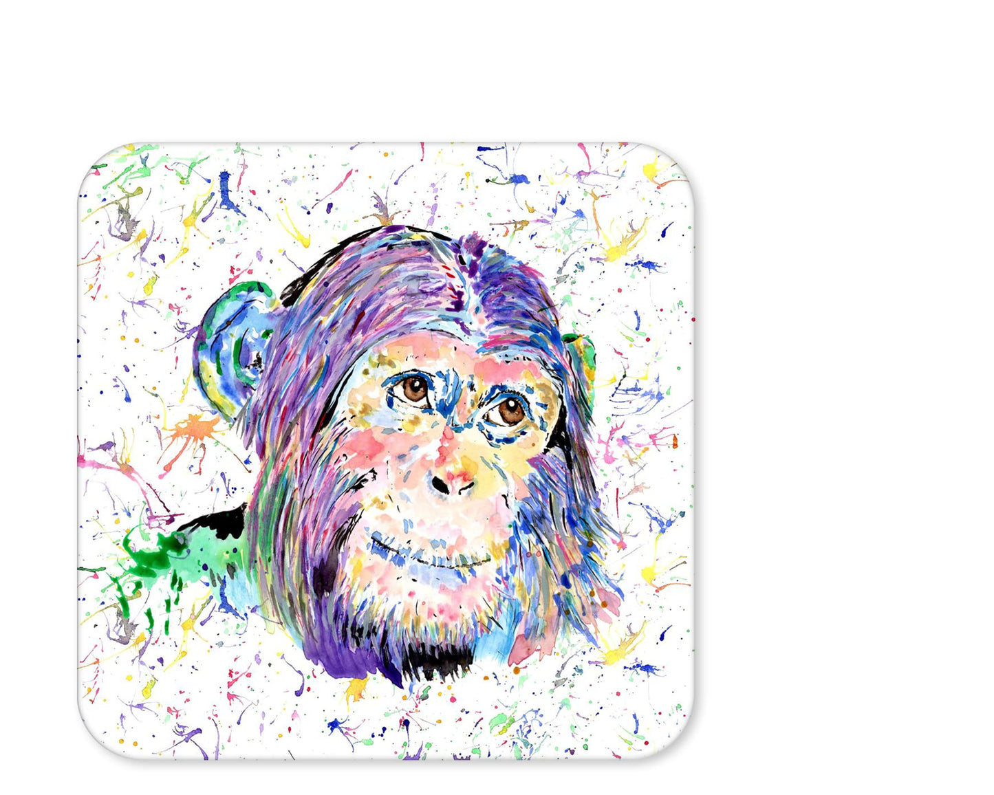 Coaster Chimp Ape Apes Chimpanzee Coasters Watercolour Art Gift Work Office Dining Tea coffee