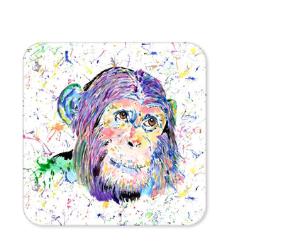 Coaster Chimp Ape Apes Chimpanzee Coasters Watercolour Art Gift Work Office Dining Tea coffee