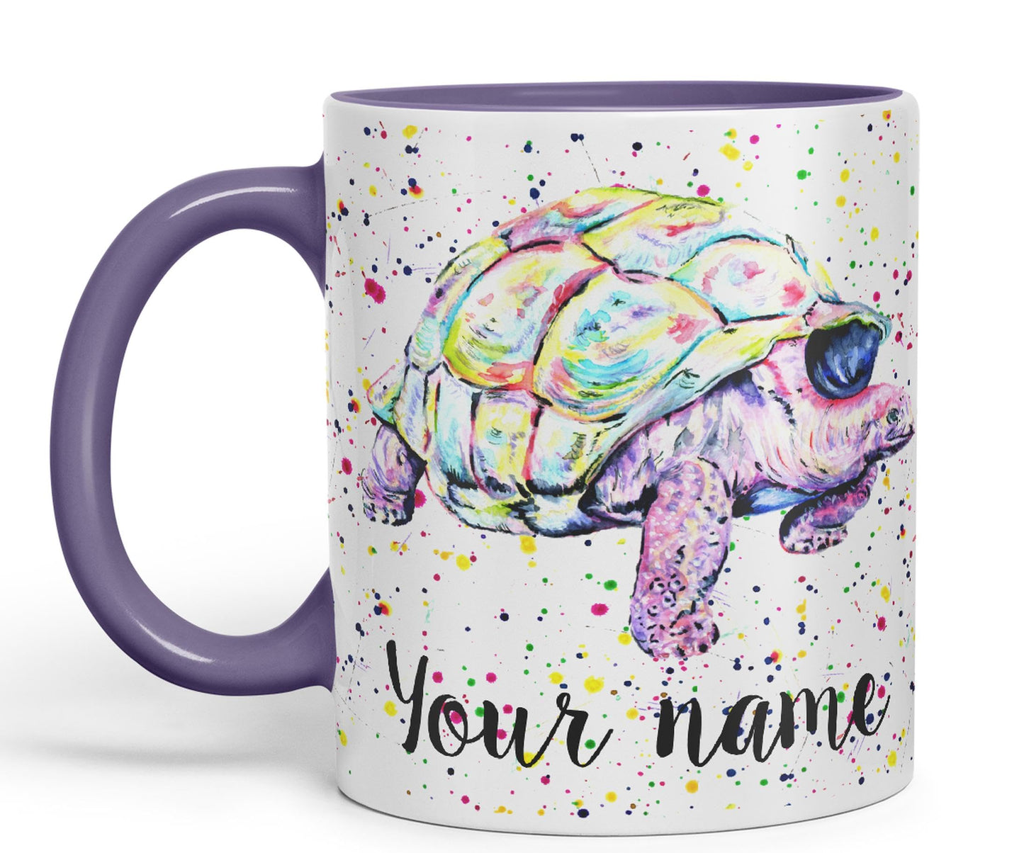 Personalised mug with Your Text name Tortoise Sea animals Watercolour Art Coloured Ceramic Mug Cup Gift 330ml 11oz Custom Work Office Tea Coffee