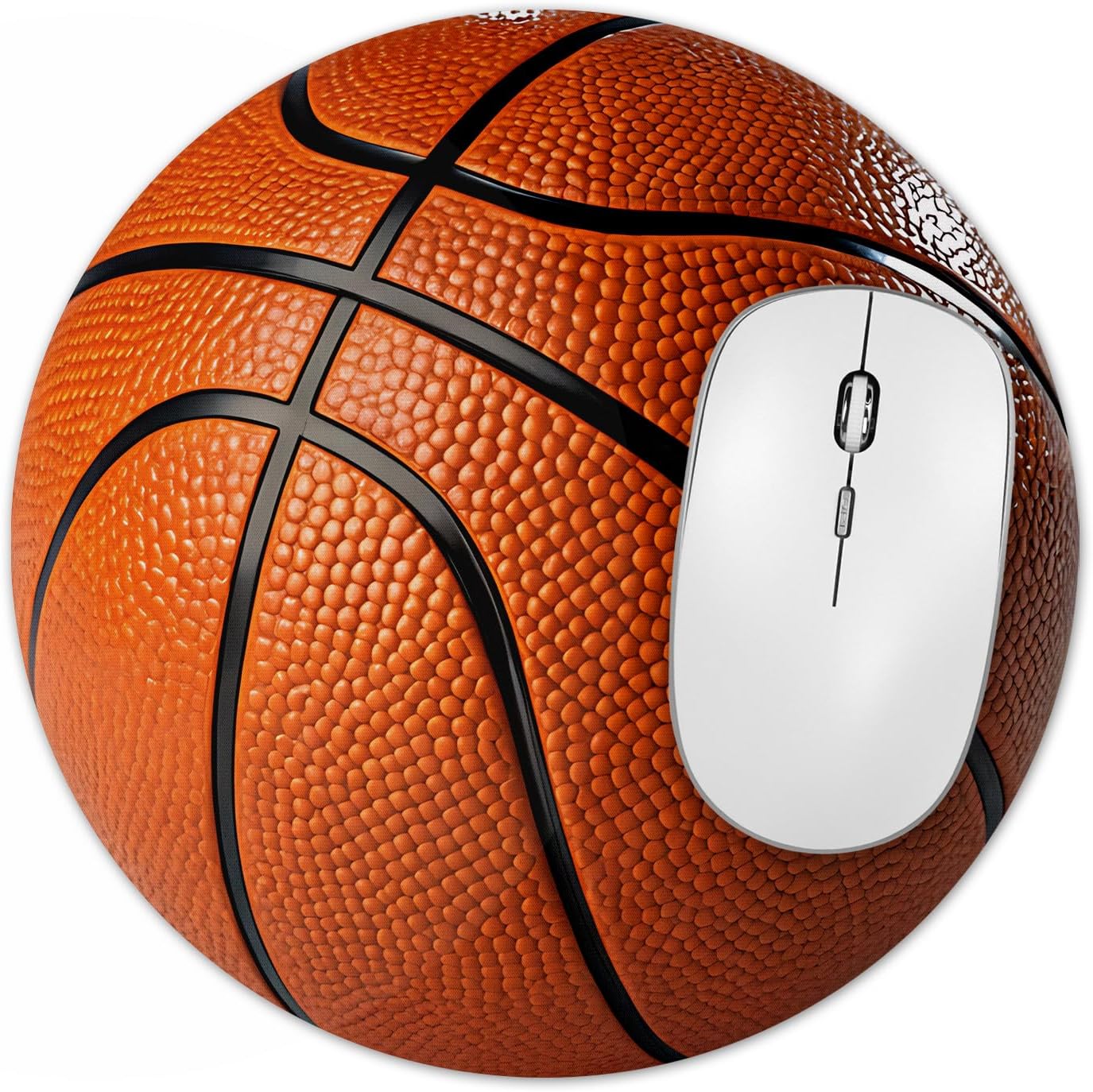 Vixar Basketball Round Mouse Mat – Sports Fabric Mouse Pad with 5mm Non-Slip Rubber Base, 202mm (basketball)