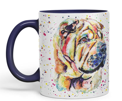 Vixar Shar Pei Wrinkly Chinese Dog Pet Animal Watercolour Art Coloured 330 ml Mug Cup Gift Birthday Work Office Tea Coffee