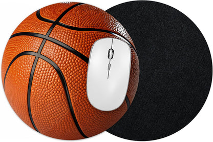 Vixar Basketball Round Mouse Mat – Sports Fabric Mouse Pad with 5mm Non-Slip Rubber Base, 202mm (basketball)