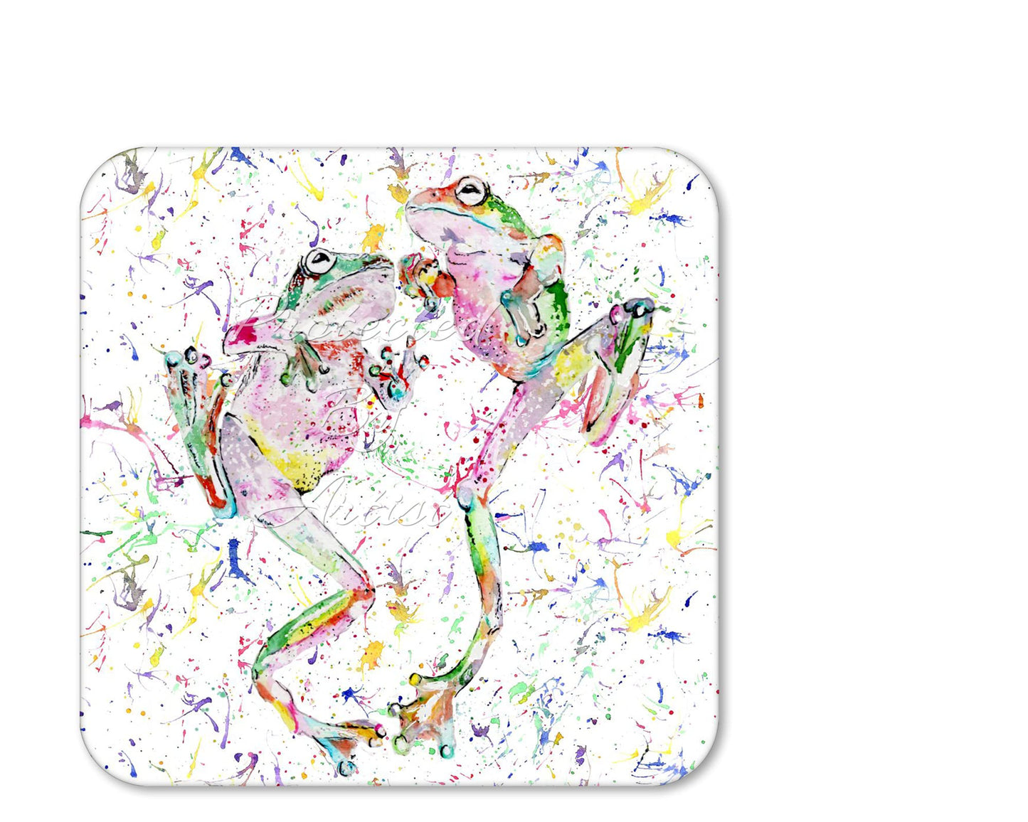 Coaster Dancing Frogs Frog Animals Coasters Watercolour Art Gift Work Office Dining Tea coffee