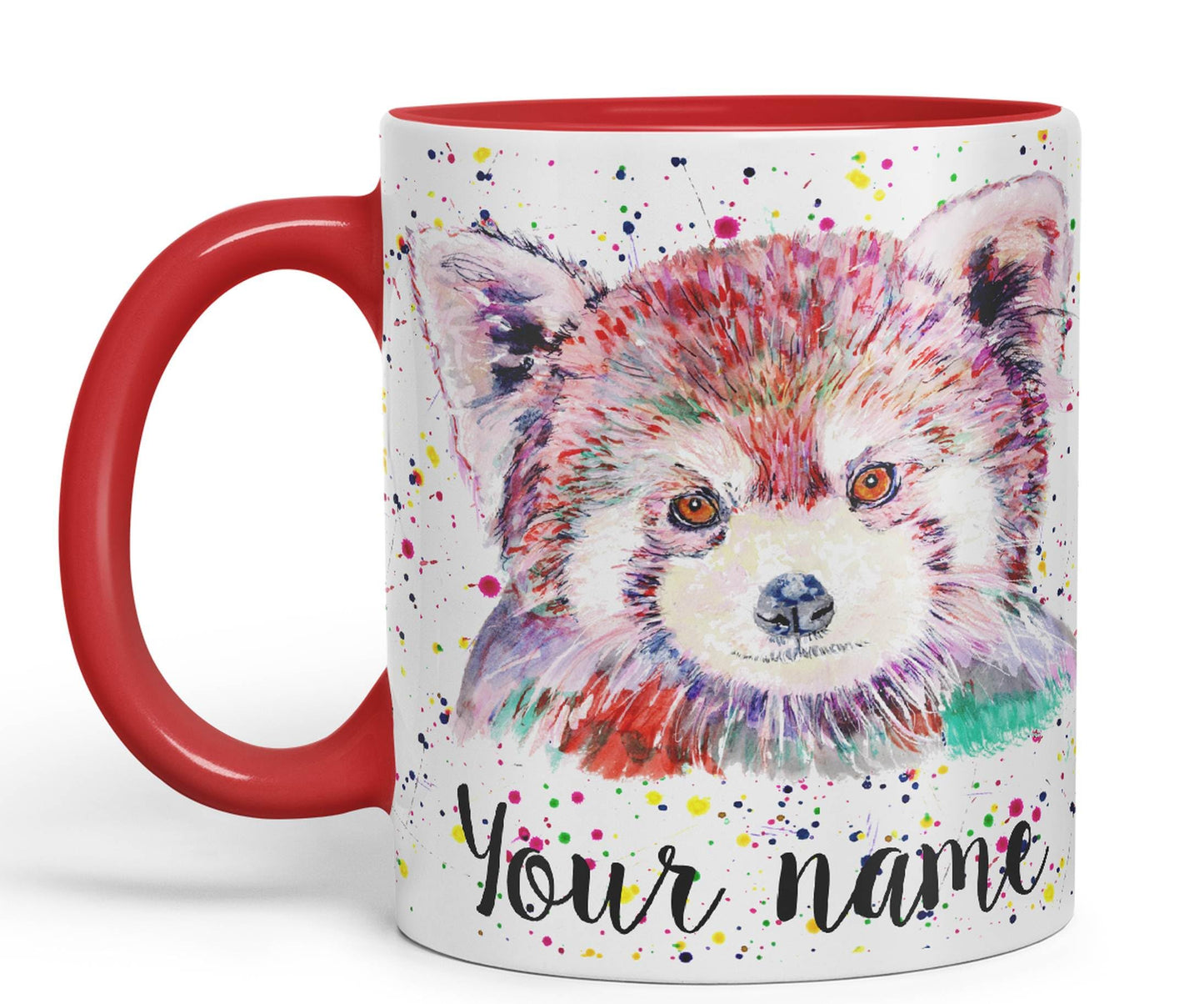 Vixar Personalised with Your Text Red Panda Animals Art Coloured Ceramic Mug Cup Gift 330ml 11oz Custom Work Office Tea Coffee