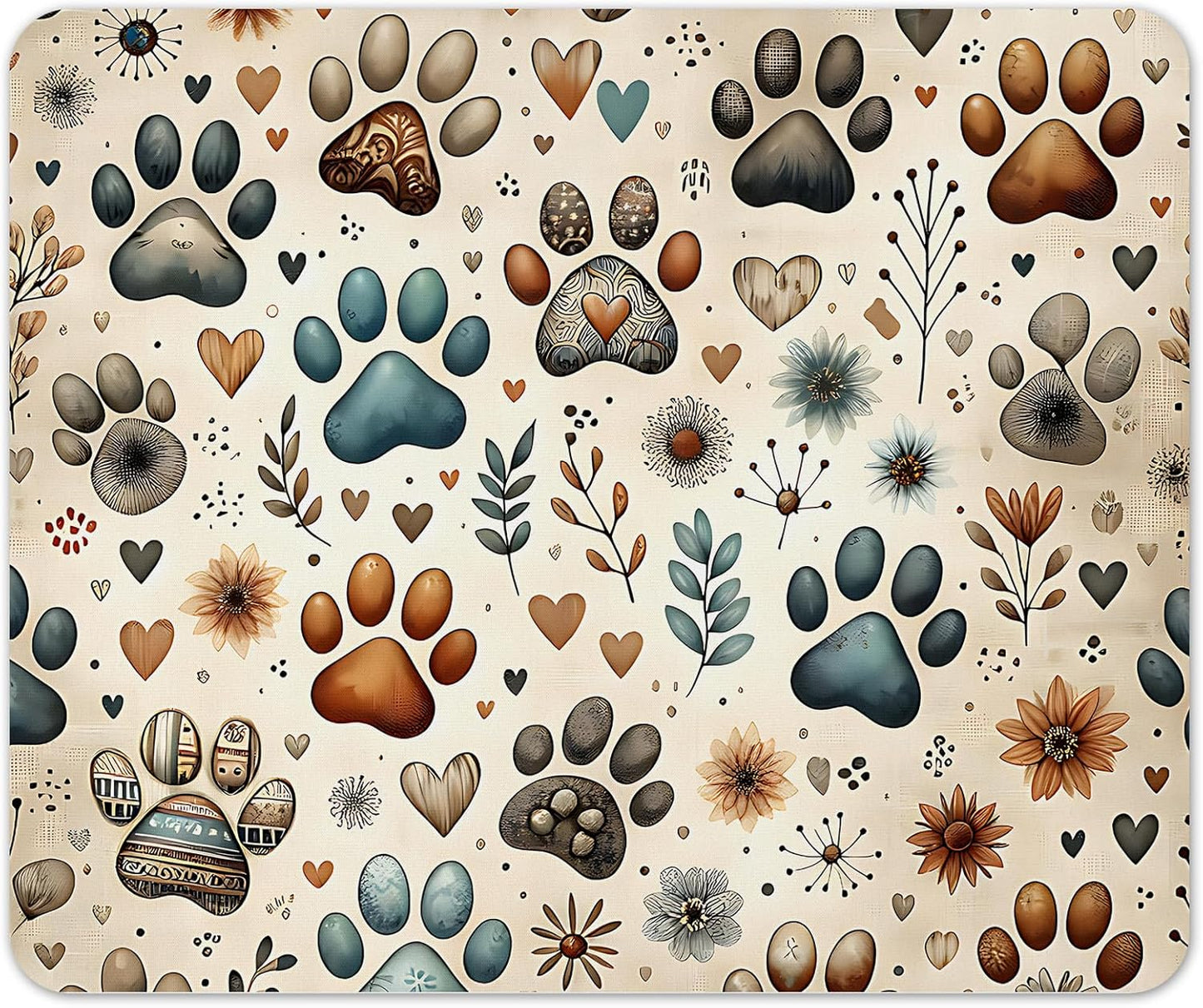 Vixar Paws & Hearts – Cute Pet Lovers Fabric Mouse Pad 5mm Rectangle