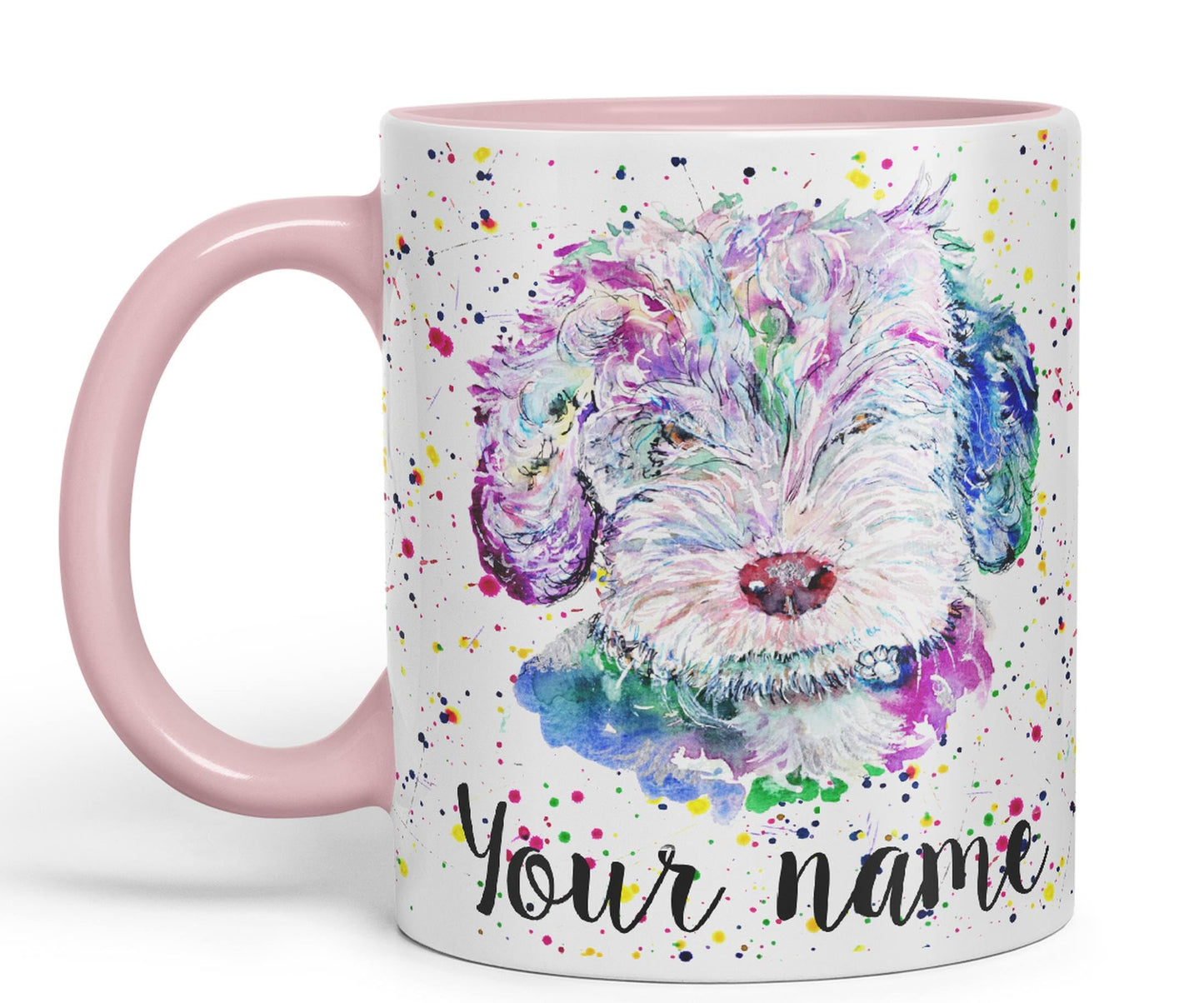 Vixar Personalised with Your Text Cockapoo Cockerpoo Dog Pet Animals Watercolour Art Coloured Ceramic Mug Cup Gift 330ml 11oz Custom Work Office Tea Coffee