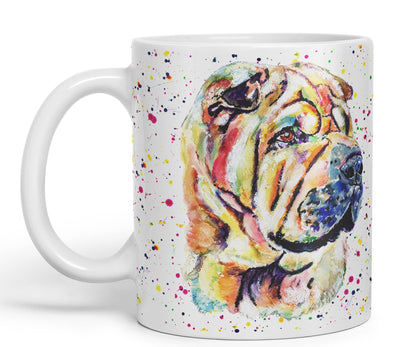 Vixar Shar Pei Wrinkly Chinese Dog Pet Animal Watercolour Art Coloured 330 ml Mug Cup Gift Birthday Work Office Tea Coffee