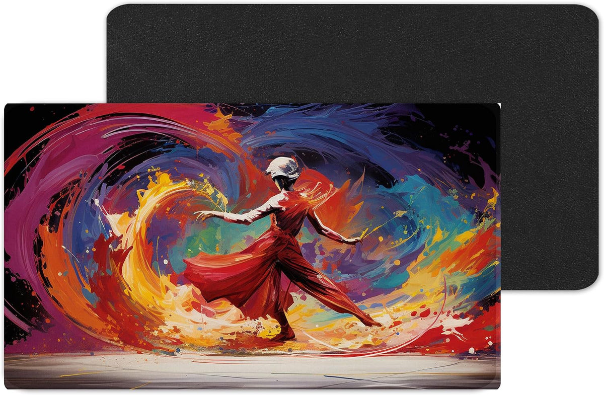 Vixar Dancing Woman Colour Splash Large Desk Mat – Expressive Figure Art Fabric Mouse Pad with 3mm Non-Slip Rubber Base, 600 x 350mm