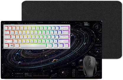 Vixar Futuristic Orbit Diagram Large Desk Mat – Colourful Space Tech Fabric Mouse Pad with 3mm Non-Slip Rubber Base, 600 x 350mm