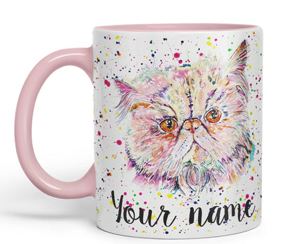 Vixar Personalised with Your Text Persian Cat Kitten Pet Art Coloured Ceramic Mug Cup Gift 330ml 11oz Custom Work Office Tea Coffee