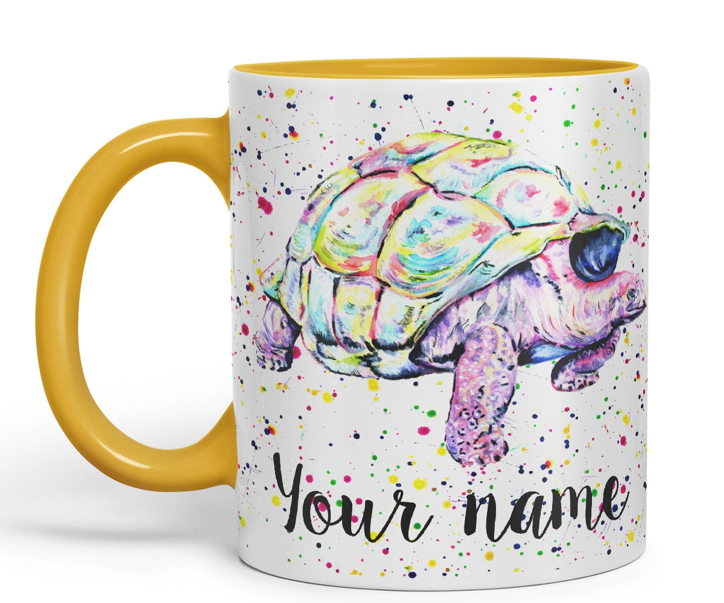 Personalised mug with Your Text name Tortoise Sea animals Watercolour Art Coloured Ceramic Mug Cup Gift 330ml 11oz Custom Work Office Tea Coffee