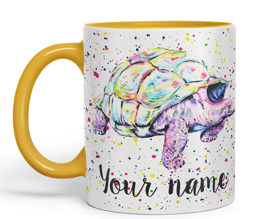 Personalised mug with Your Text name Tortoise Sea animals Watercolour Art Coloured Ceramic Mug Cup Gift 330ml 11oz Custom Work Office Tea Coffee