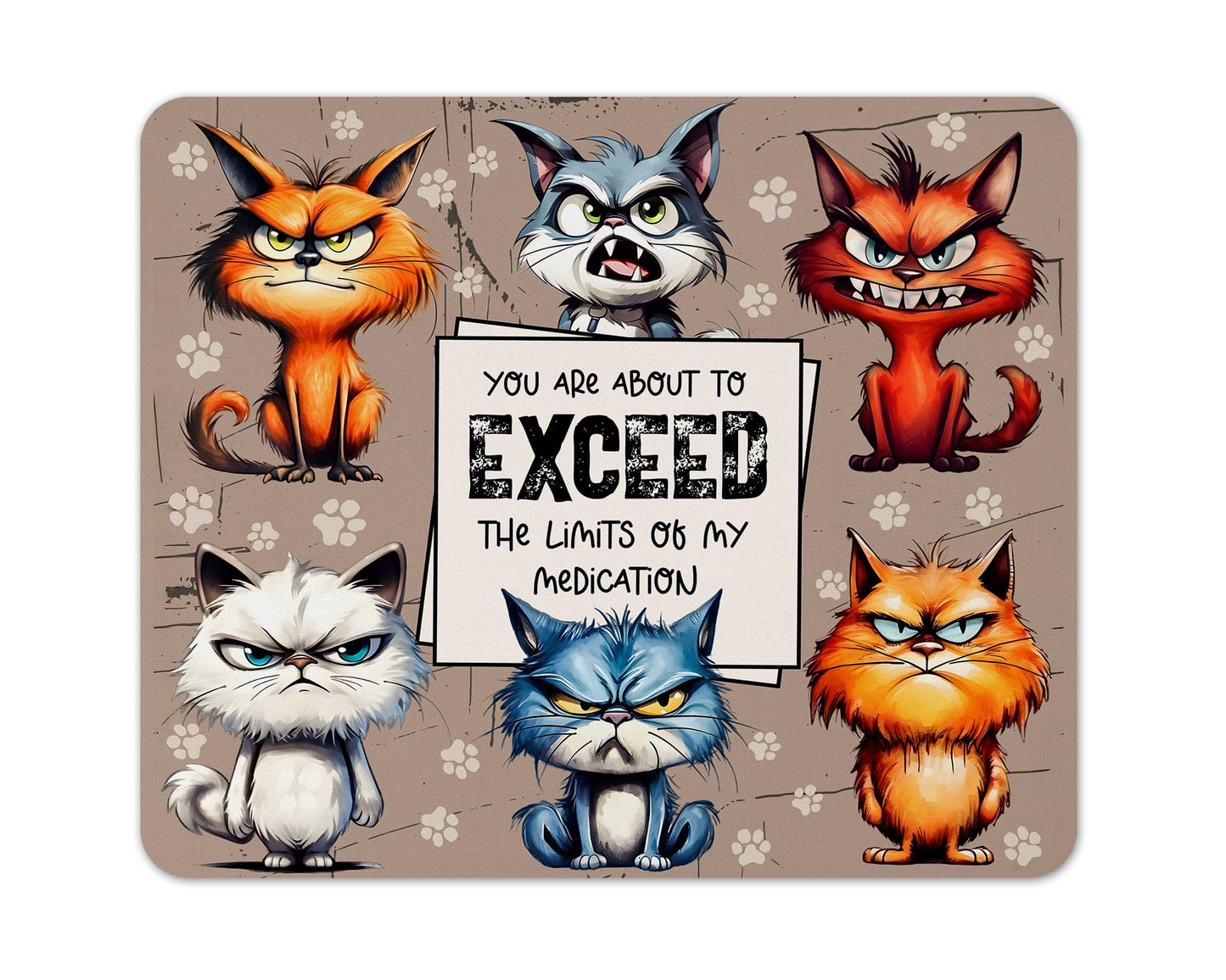 Funny Animals Fabric Mouse Pad 5mm Rectangle – Sarcastic Gift for Desk, Office & Home, 196×235 mm