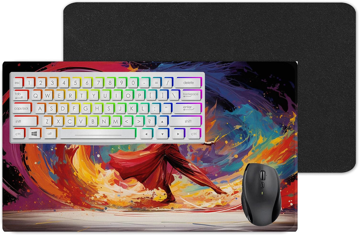 Vixar Dancing Woman Colour Splash Large Desk Mat – Expressive Figure Art Fabric Mouse Pad with 3mm Non-Slip Rubber Base, 600 x 350mm