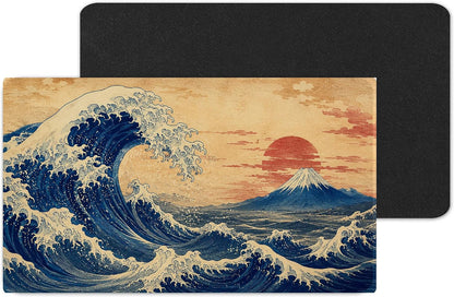 Vixar Great Wave and Mount Fuji Large Desk Mat – Japanese Art Fabric Mouse Pad with 3mm Non-Slip Rubber Base, 600 x 350mm