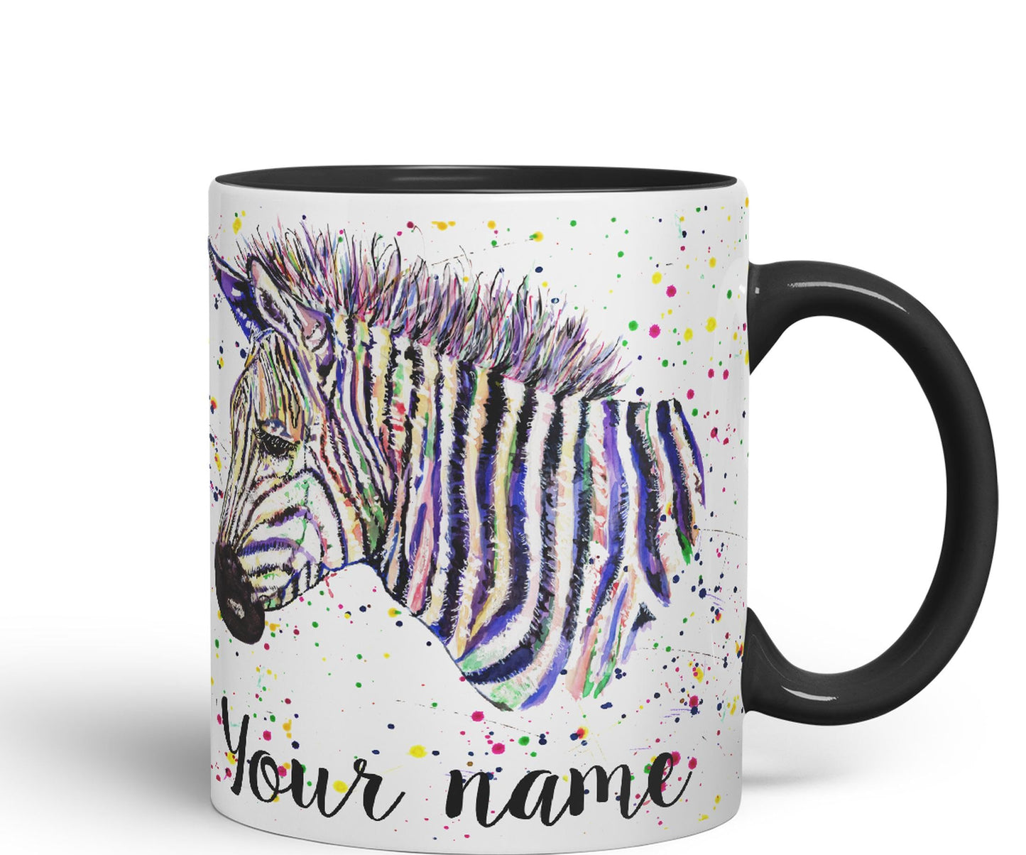 Vixar Personalised with Your Text Zebra Wildlife Animals Art Coloured Ceramic Mug Cup Gift 330ml 11oz Custom Work Office Tea Coffee