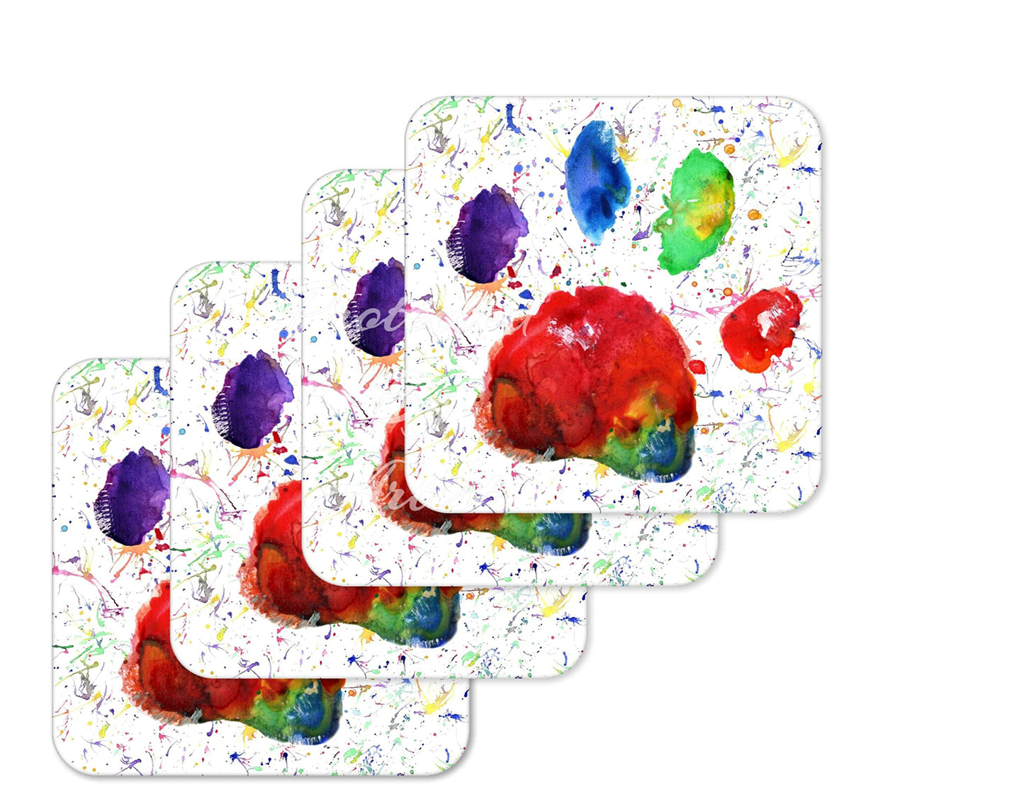 Coaster Cat Paw Pawprint Bridge cat Coasters Watercolour Art Gift Work Office Dining Tea coffee