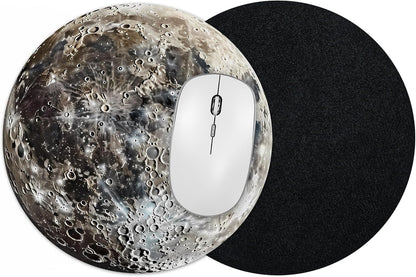 Vixar Moon Round Mouse Mat – Lunar Space Fabric Mouse Pad with 5mm Non-Slip Rubber Base, 202mm (Moon)