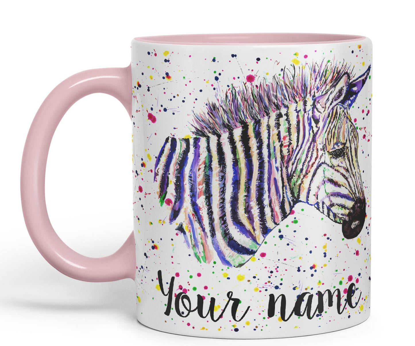 Vixar Personalised with Your Text Zebra Wildlife Animals Art Coloured Ceramic Mug Cup Gift 330ml 11oz Custom Work Office Tea Coffee