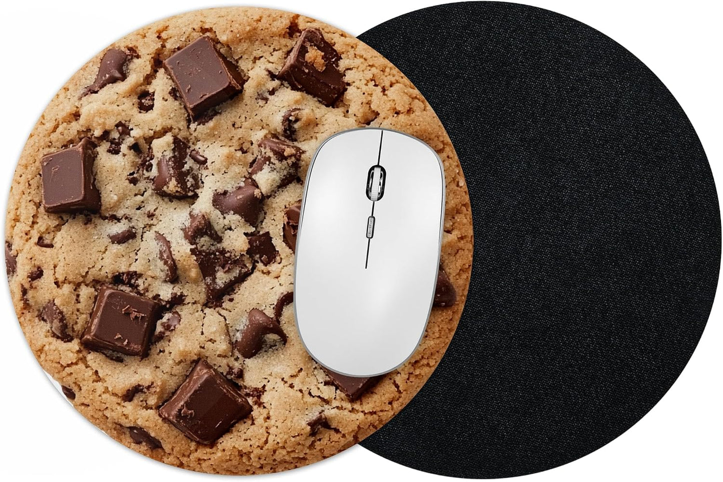 Vixar Chocolate Chip Cookie Round Mouse Mat – Fun Food Fabric Mouse Pad with 5mm Non-Slip Rubber Base, 202mm (Cookie)