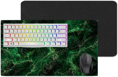 Vixar Emerald Green Gold Marble Large Desk Mat – Luxury Stone Pattern Fabric Mouse Pad with 3mm Non-Slip Rubber Base, 600 x 350mm (green)