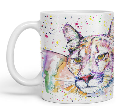 Vixar Cougar Big Cat Animals Watercolour Art Coloured 330 ml Mug Cup Gift Birthday Work Office Tea Coffee