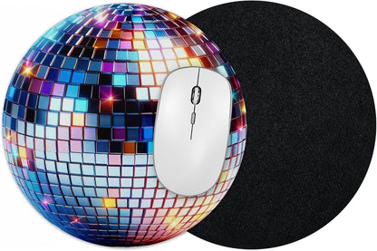 Vixar Colourful Disco Ball Round Mouse Mat – Party Fabric Mouse Pad with 5mm Non-Slip Rubber Base, 202mm (Colourful ball)
