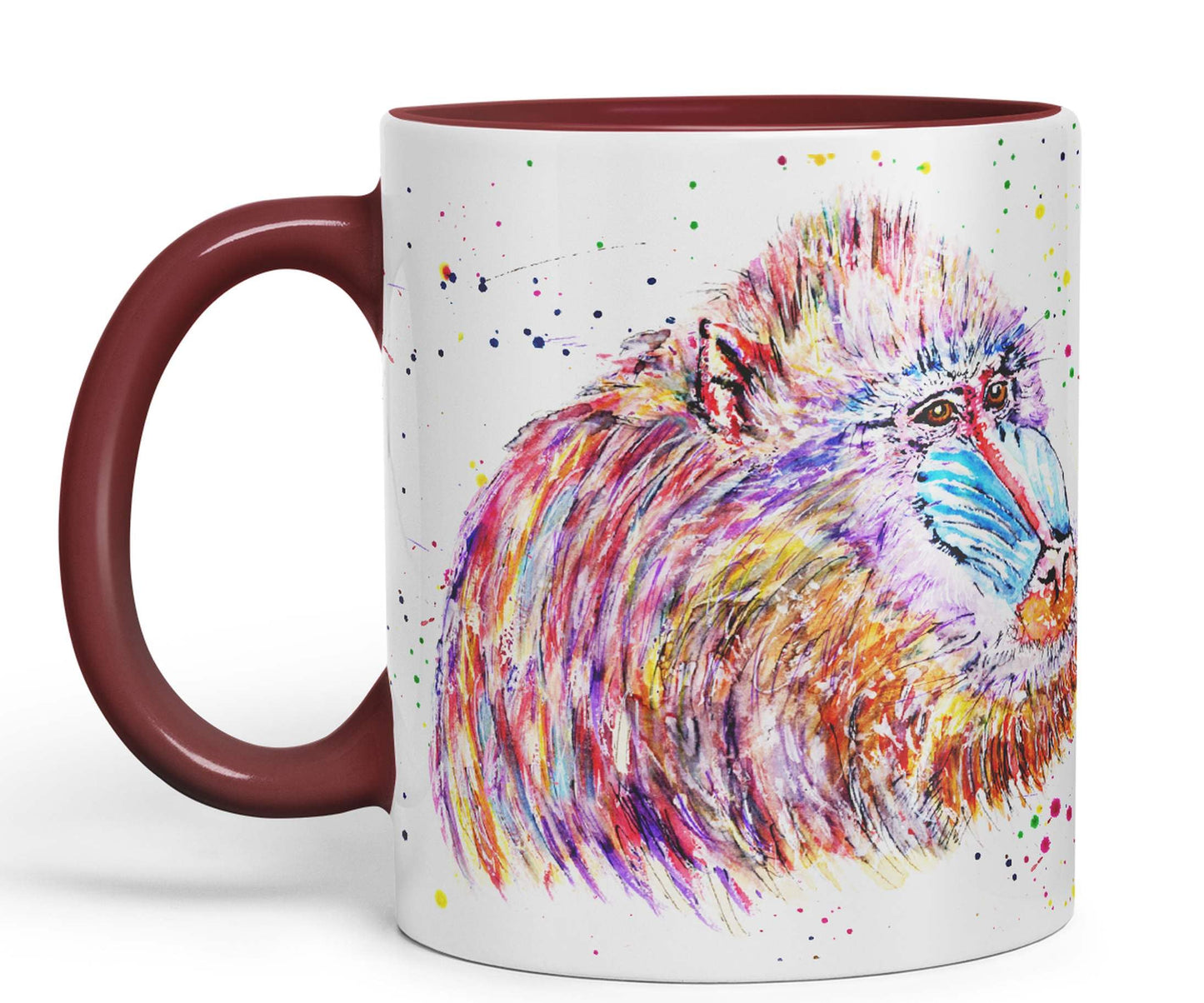 Vixar Mandrill Monkey Ape Animals Watercolour Art Coloured Ceramic 330 ml Mug Cup Gift Birthday Work Office Tea Coffee
