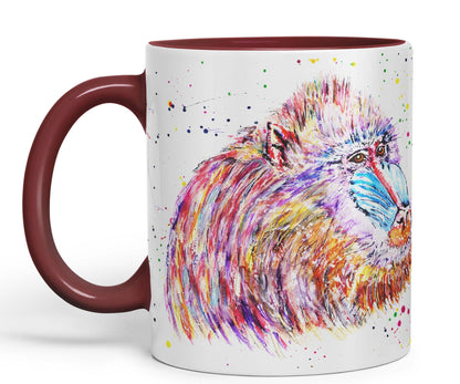 Vixar Mandrill Monkey Ape Animals Watercolour Art Coloured Ceramic 330 ml Mug Cup Gift Birthday Work Office Tea Coffee