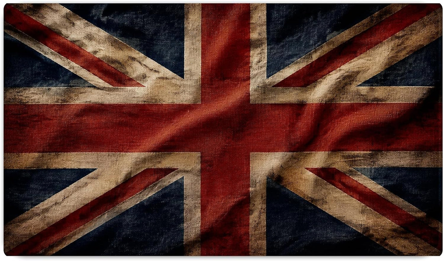 Vixar Vintage Union Jack Large Desk Mat – British Flag Fabric Mouse Pad with 3mm Non-Slip Rubber Base, 600 x 350mm