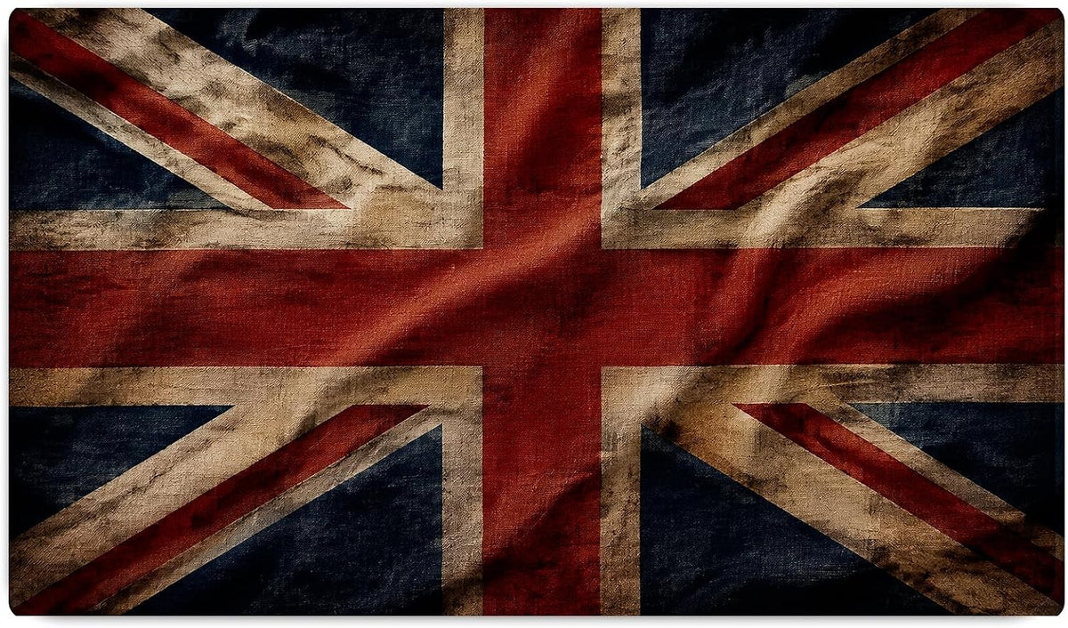 Vixar Vintage Union Jack Large Desk Mat – British Flag Fabric Mouse Pad with 3mm Non-Slip Rubber Base, 600 x 350mm