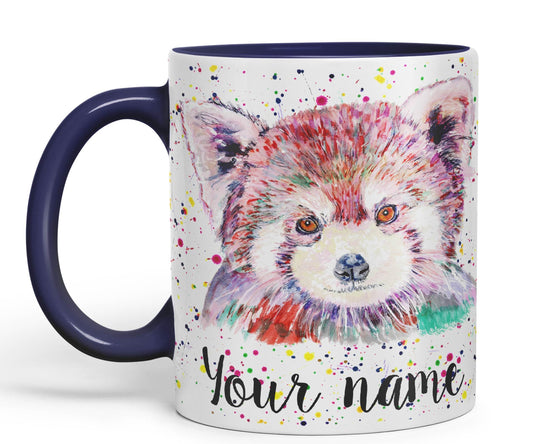 Vixar Personalised with Your Text Red Panda Animals Art Coloured Ceramic Mug Cup Gift 330ml 11oz Custom Work Office Tea Coffee