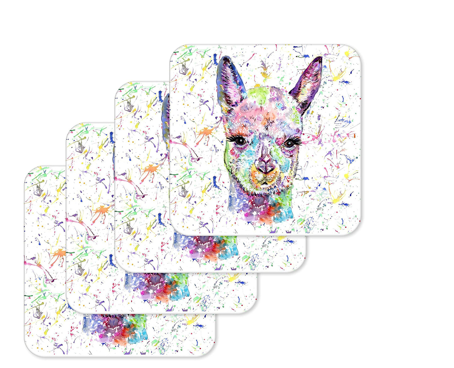 Coaster Alpaca Animals Coasters Watercolour Art Gift Work Office Dining Tea coffee