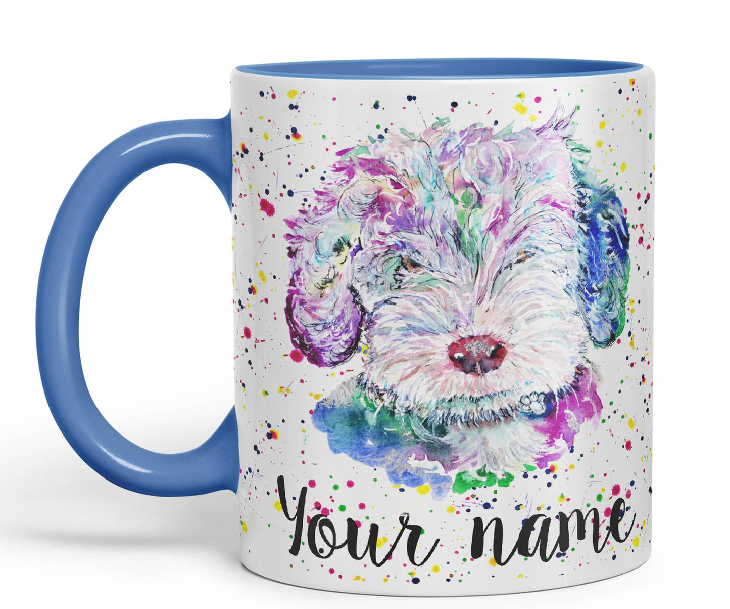 Vixar Personalised with Your Text Cockapoo Cockerpoo Dog Pet Animals Watercolour Art Coloured Ceramic Mug Cup Gift 330ml 11oz Custom Work Office Tea Coffee