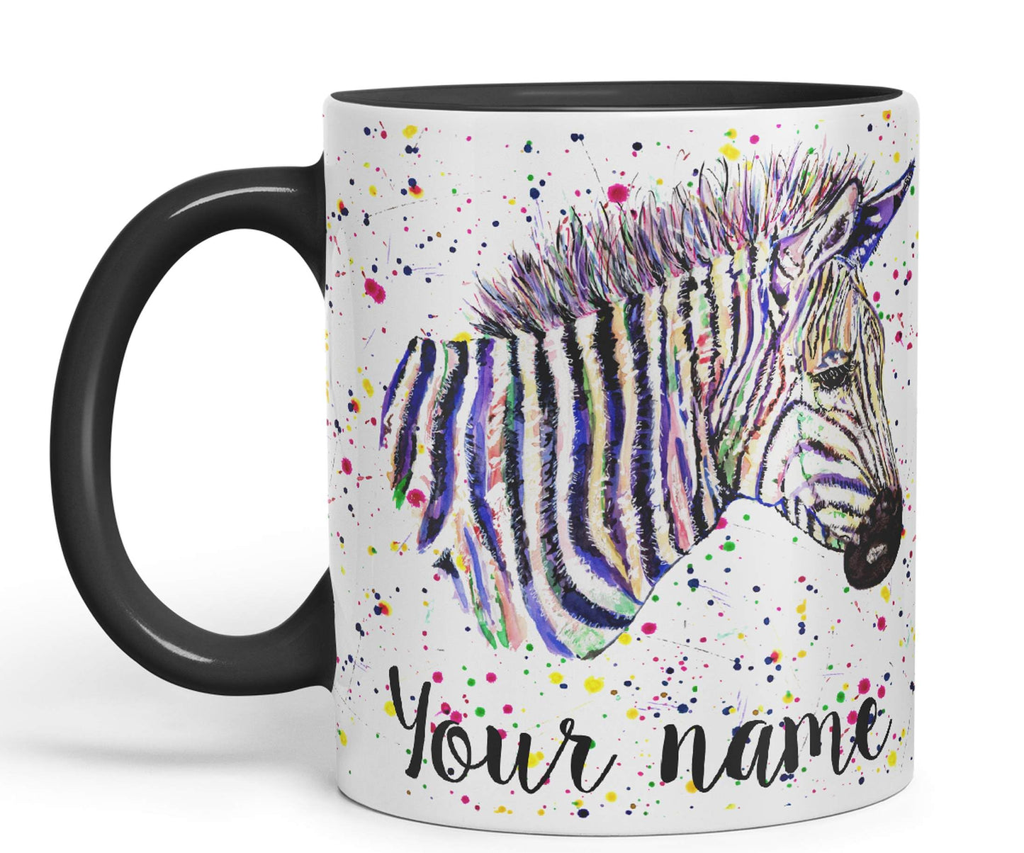 Vixar Personalised with Your Text Zebra Wildlife Animals Art Coloured Ceramic Mug Cup Gift 330ml 11oz Custom Work Office Tea Coffee