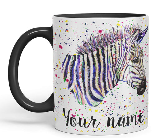 Vixar Personalised with Your Text Zebra Wildlife Animals Art Coloured Ceramic Mug Cup Gift 330ml 11oz Custom Work Office Tea Coffee