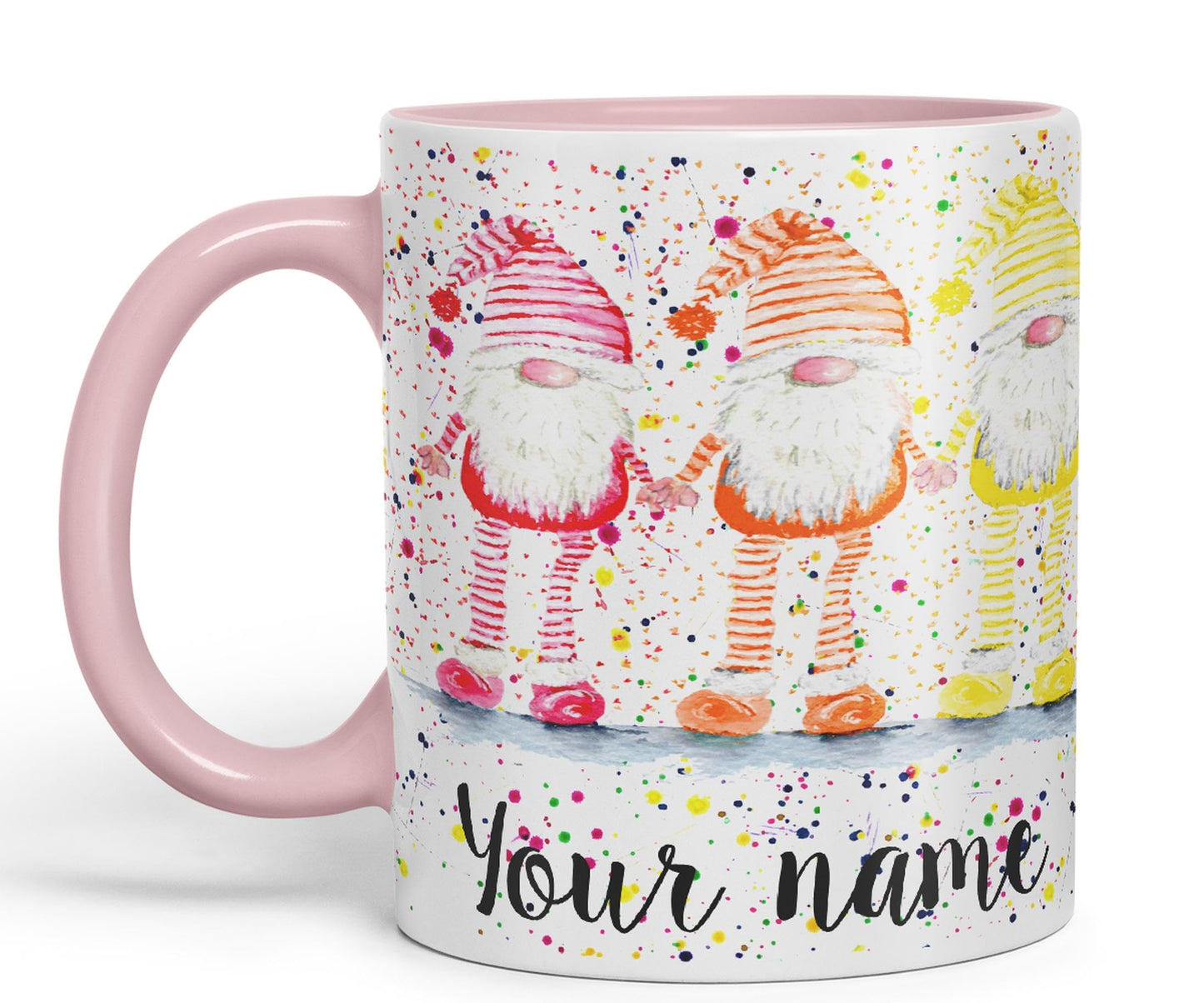 Vixar Personalised with Your Text Rainbow Gonk Watercolour Art Coloured Ceramic Mug Cup Gift 330ml 11oz Custom Work Office Tea Coffee