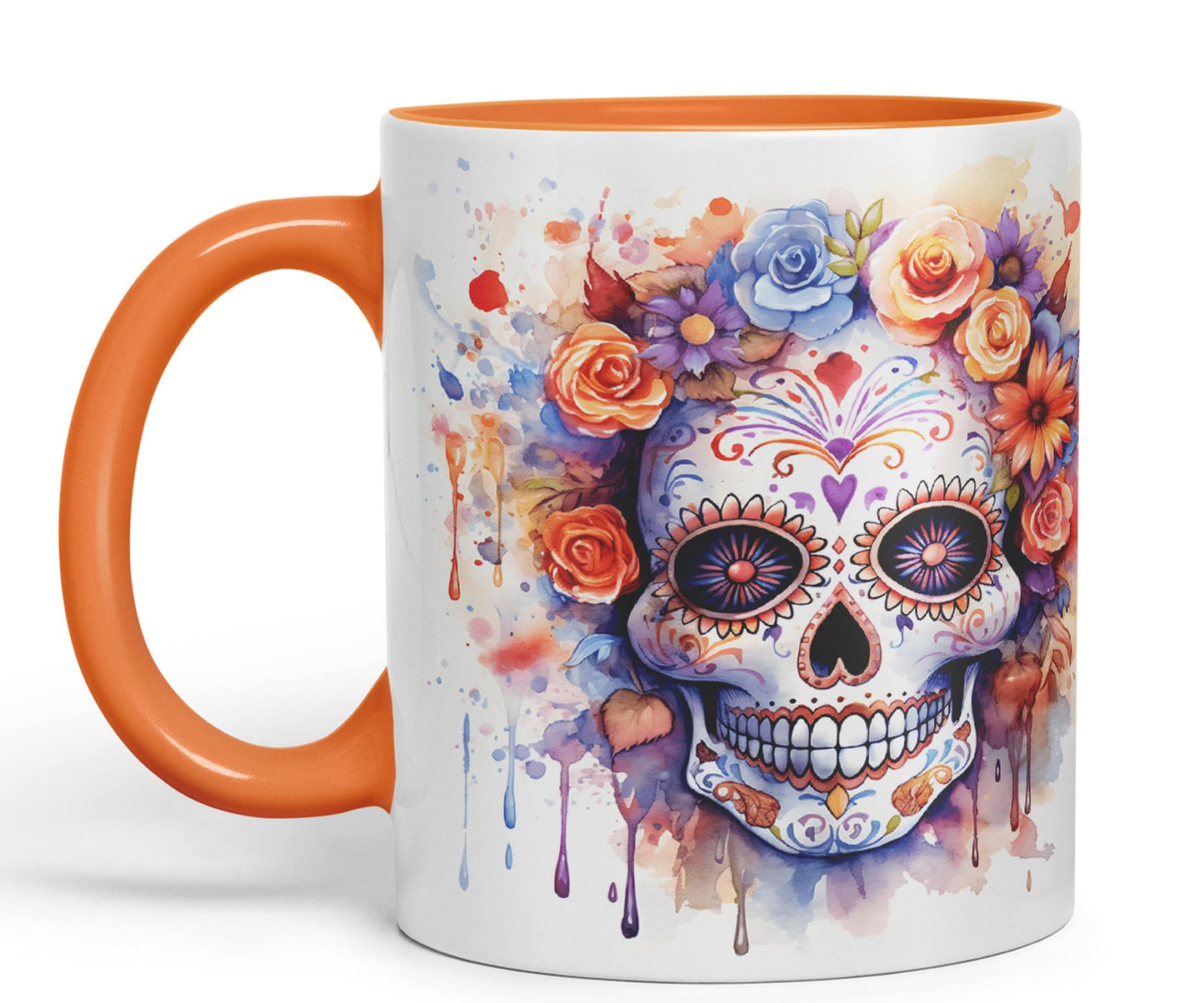 Sugar Skull and Roses Ceramic Coloured Mug Cup for Tea Coffee Hot Brew 330ml 11Oz Gift sk5