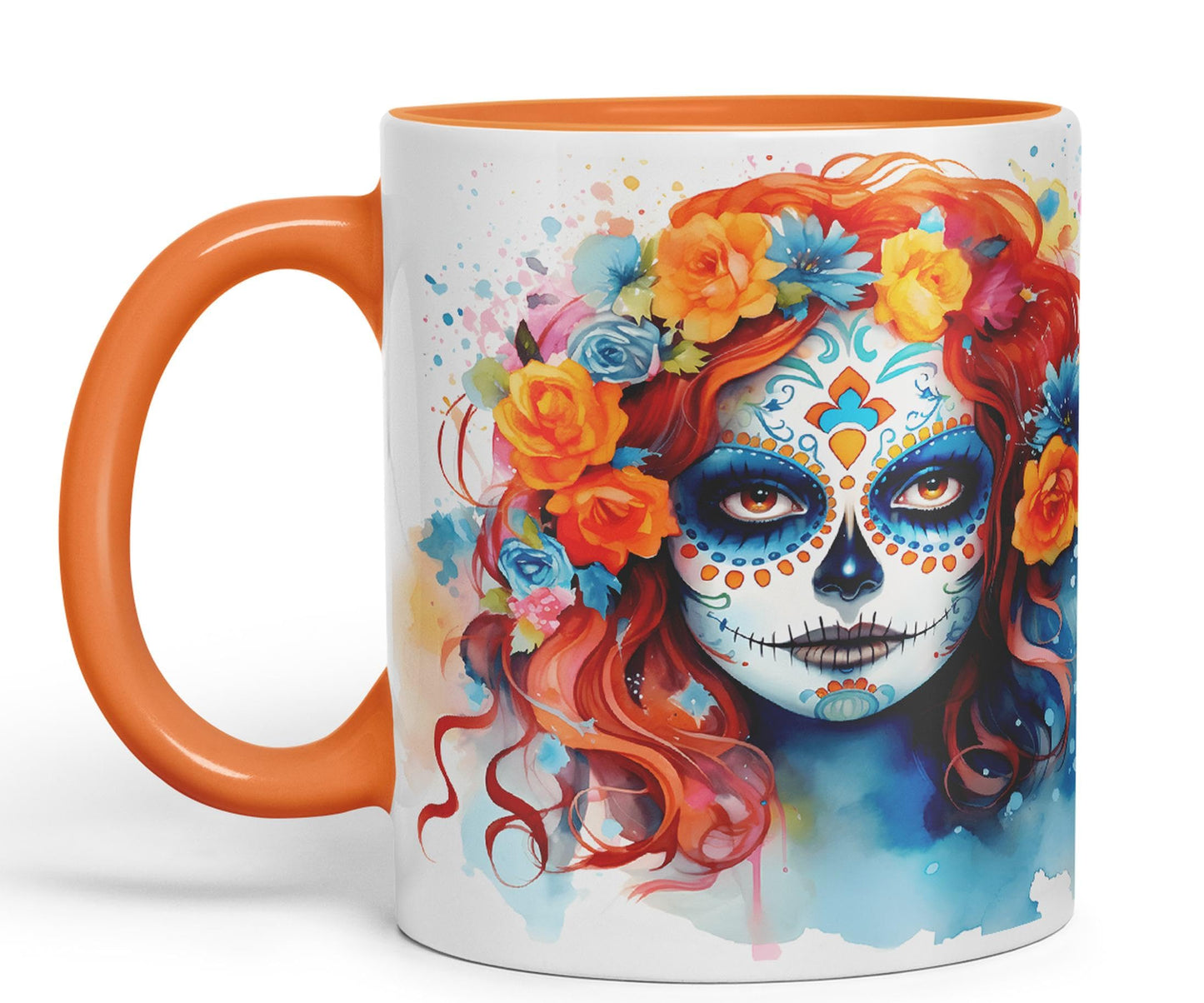 Sugar Skull and Roses Ceramic Coloured Mug Cup for Tea Coffee Hot Brew 330ml 11Oz Gift sk12