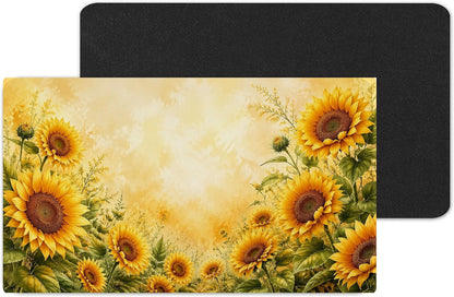 Vixar Sunflower Garden Large Desk Mat – Bright Floral Fabric Mouse Pad with 3mm Non-Slip Rubber Base, 600 x 350mm
