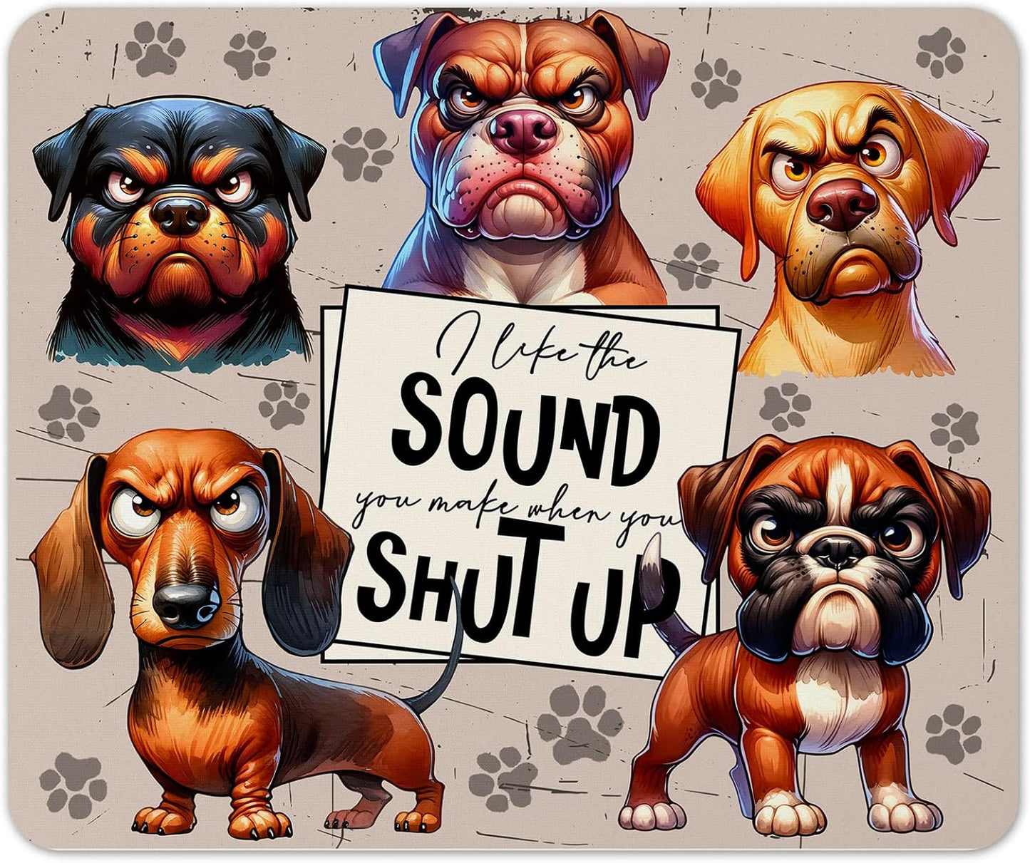 Funny Animals Fabric Mouse Pad 5mm Rectangle – Sarcastic Gift for Desk, Office & Home, 196×235 mm