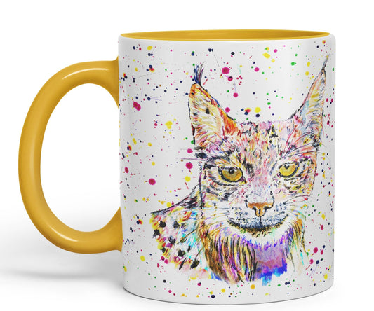 Vixar Lynx Cat Animal Watercolour Art Coloured 330 ml Mug Cup Gift Birthday Work Office Tea Coffee