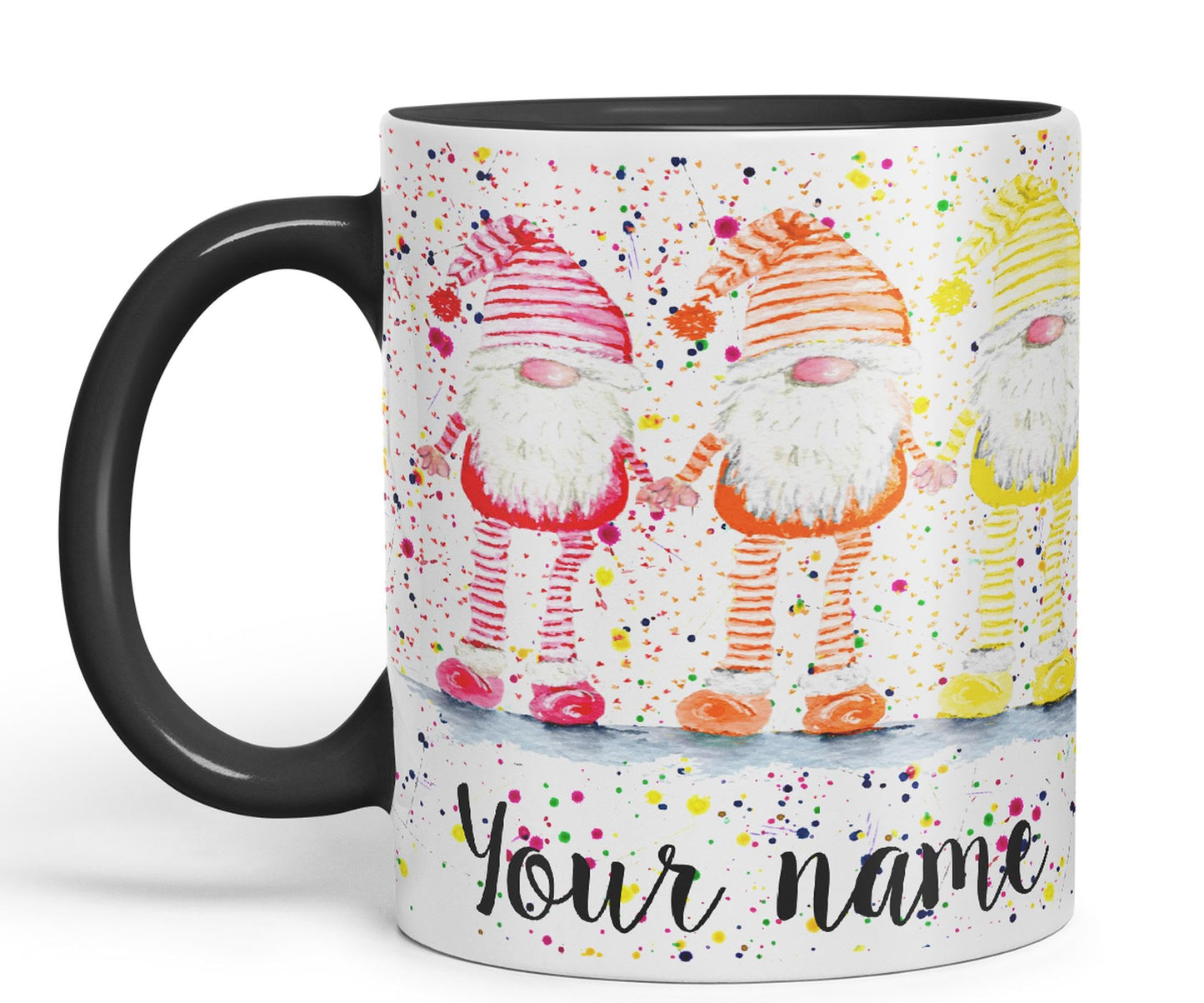 Vixar Personalised with Your Text Rainbow Gonk Watercolour Art Coloured Ceramic Mug Cup Gift 330ml 11oz Custom Work Office Tea Coffee