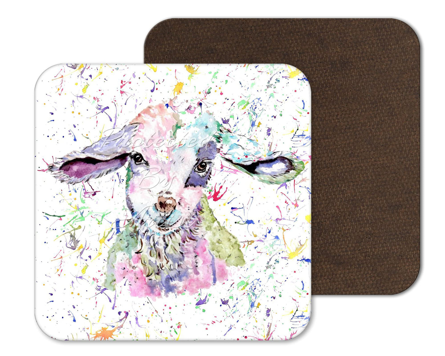 Coaster Lamp baby Farm Animals Coasters Watercolour Art Gift Work Office Dining Tea coffee