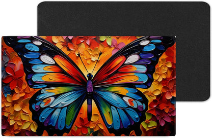 Vixar Colourful Mosaic Butterfly Large Desk Mat – Vibrant Nature Fabric Mouse Pad with 3mm Non-Slip Rubber Base, 600 x 350mm
