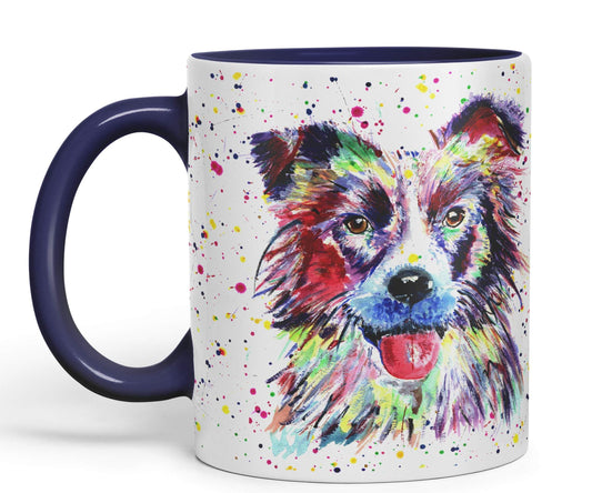 Vixar Border Collie Dog Pet Animals Watercolour Art Coloured 330 ml Mug Cup Gift Birthday Work Office Tea Coffee