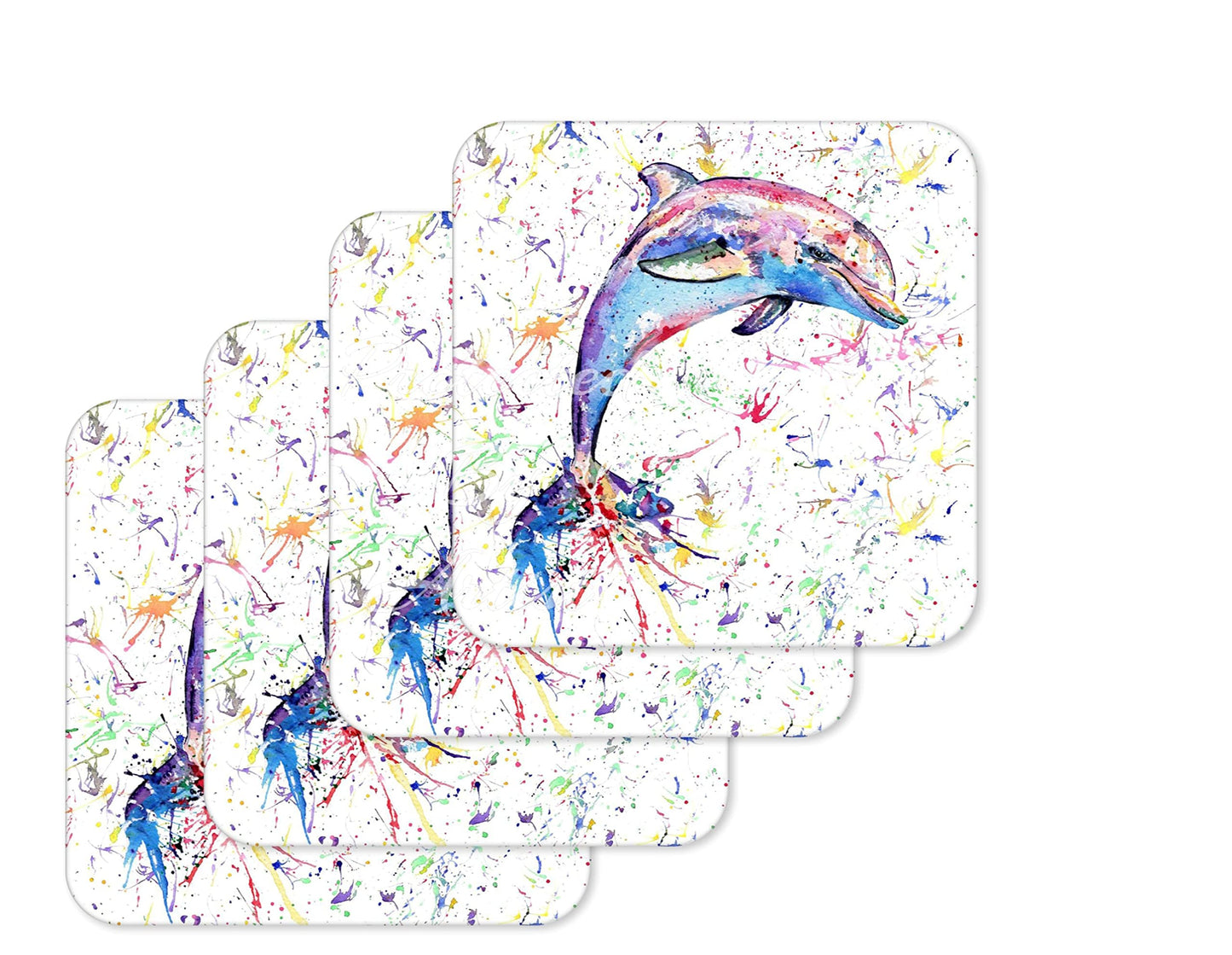 Coaster Dolphin Sea Animals Coasters Watercolour Art Gift Work Office Dining Tea coffee