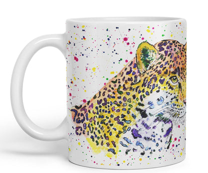 Jaguar Big Cat Safari animals Watercolour Ceramic Coloured Mug Cup for Tea Coffee Hot brew 330ml 11Oz Gift