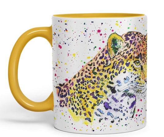 Jaguar Big Cat Safari animals Watercolour Ceramic Coloured Mug Cup for Tea Coffee Hot brew 330ml 11Oz Gift